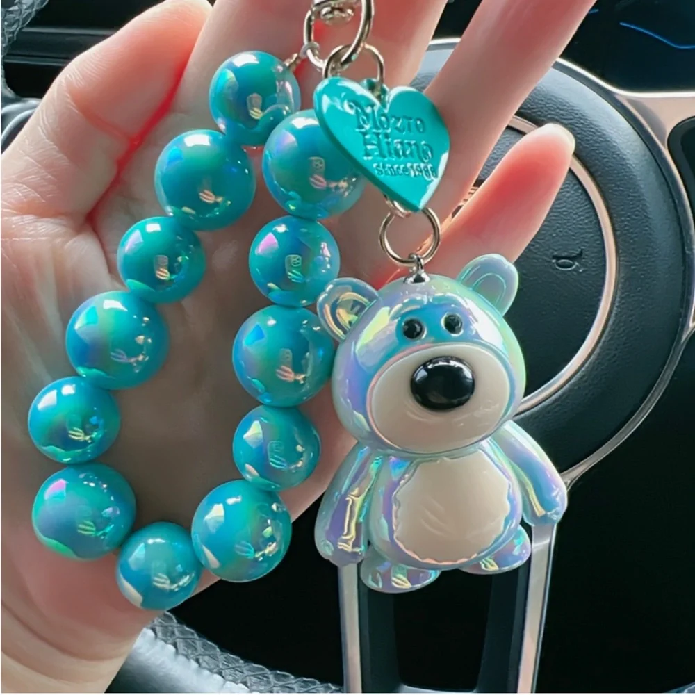 NWT 🐶 Balloon Dog & Shiny Acrylic Bubble/Grape Beads Keychain/Phone/Bag Charm